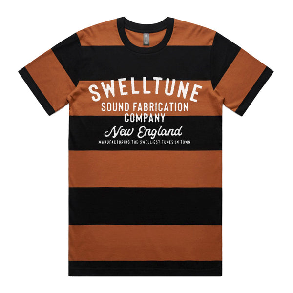 Swelltune Records Stripey Vintage Factory Shirt in Autumn Sunset - Unisex