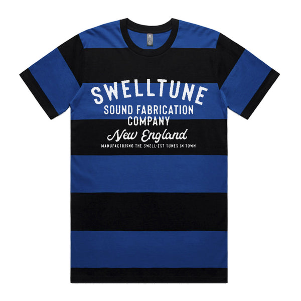 Swelltune Records Stripey Vintage Factory Shirt in Midnight Blue - Unisex